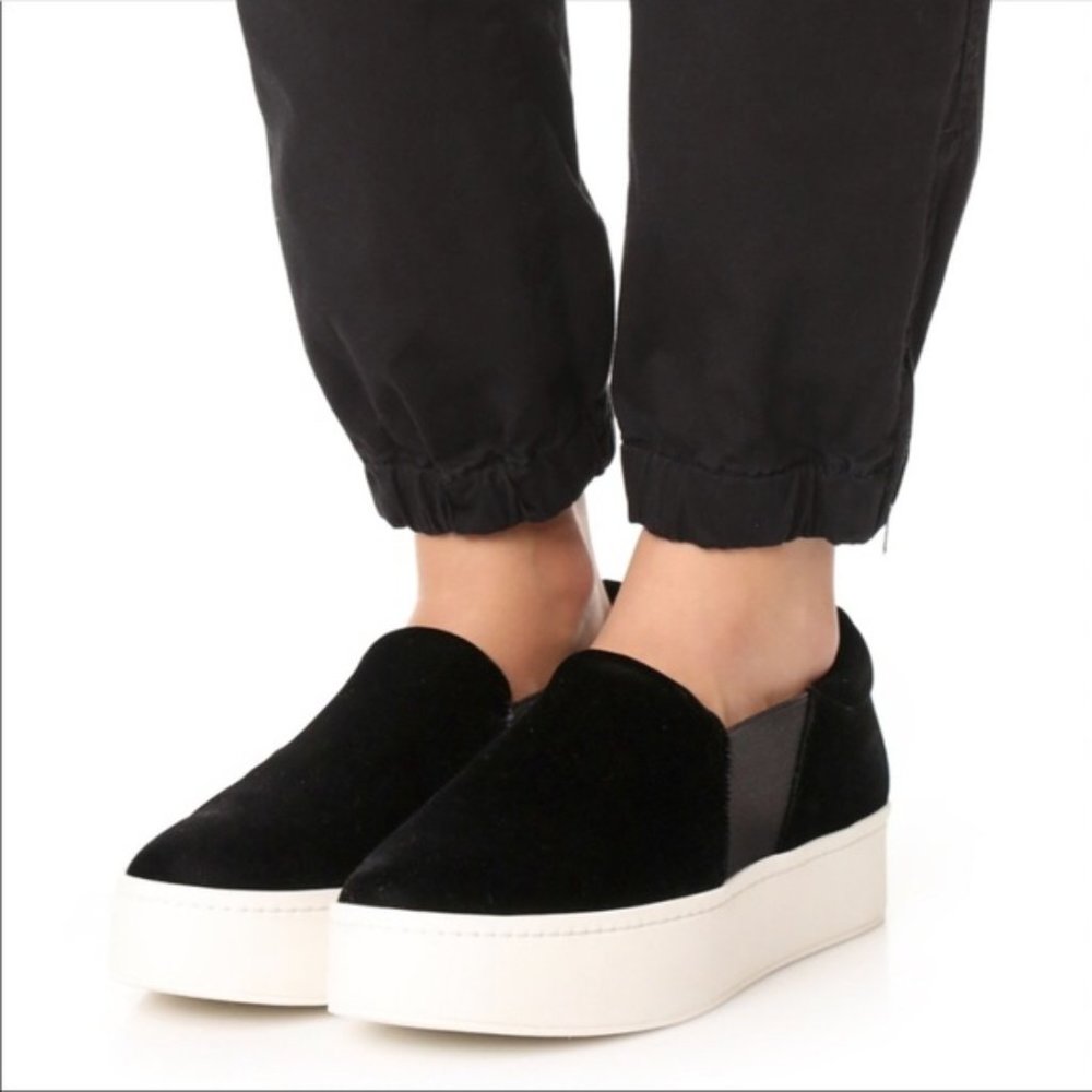 Vince Navy Velvet Slip-on Sneakers